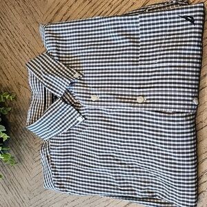 Nautica Men’s Gingham Button-Down Shirt Xl 80s Two- Ply Cotton